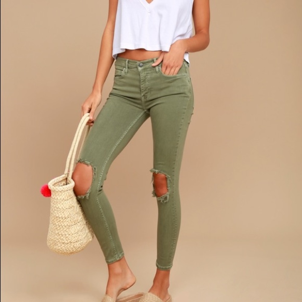 Olive Green Free People Jeans